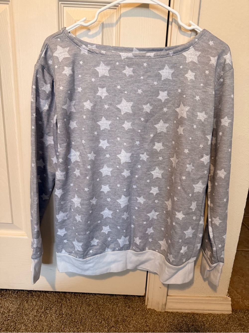 Girls' Gray Star Print Sweatshirt - White Stars